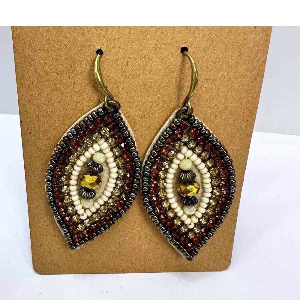 Beaded Dangle Earrings Handmade Statement Earrings Bohemian Style‎ New